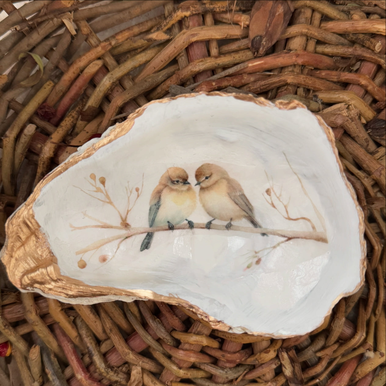 Love Birds Seashell Trinket Dish